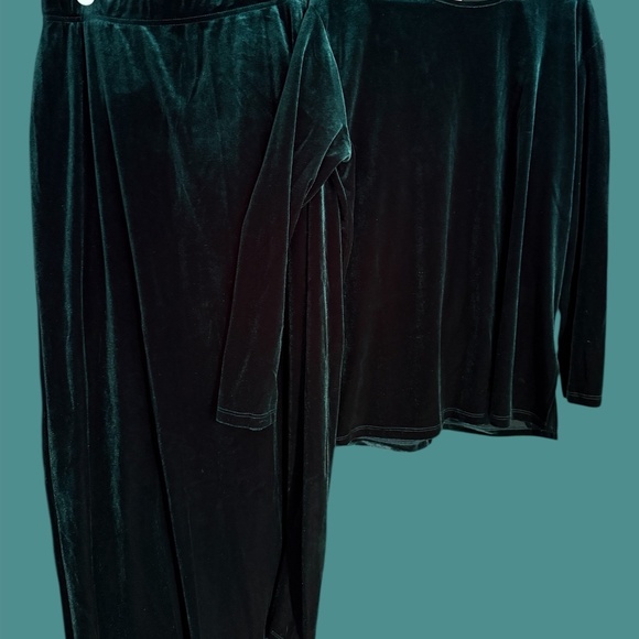 NEW VTG NU Dimension Green Velvet 2-Piece Set Maxi Skirt Long Sleeve Blouse Med - Picture 5 of 11